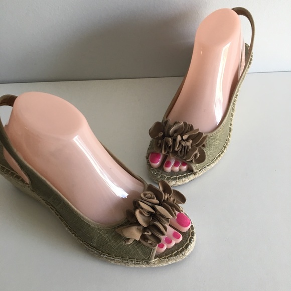 Clarks Green Leather Slingback Wedge Heels Size 8M - Picture 2 of 7